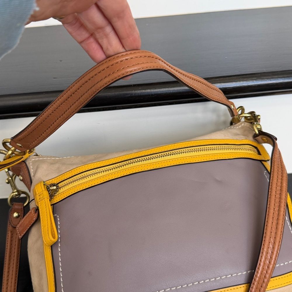 Coach genuine leather colorblock shoulder crossbody purse removable strap - Picture 7 of 13